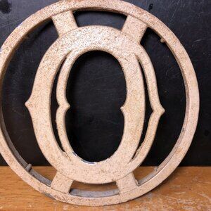 Vintage MCM Aluminum Screen Storm Door Letter "O" Initial